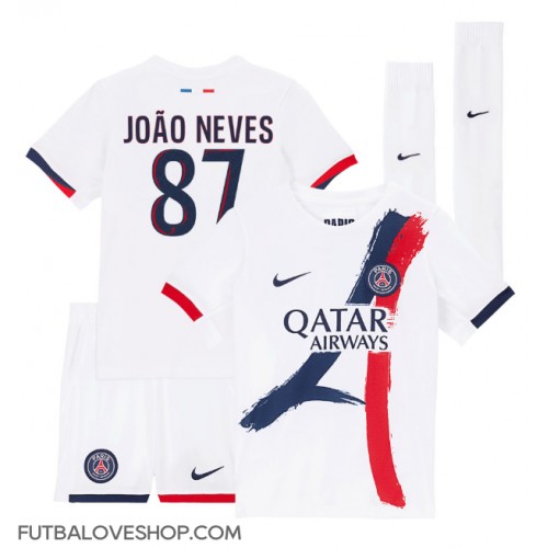 Dres Paris Saint-Germain Joao Neves #87 Preč pre deti 2024-25 Krátky Rukáv (+ trenírky)